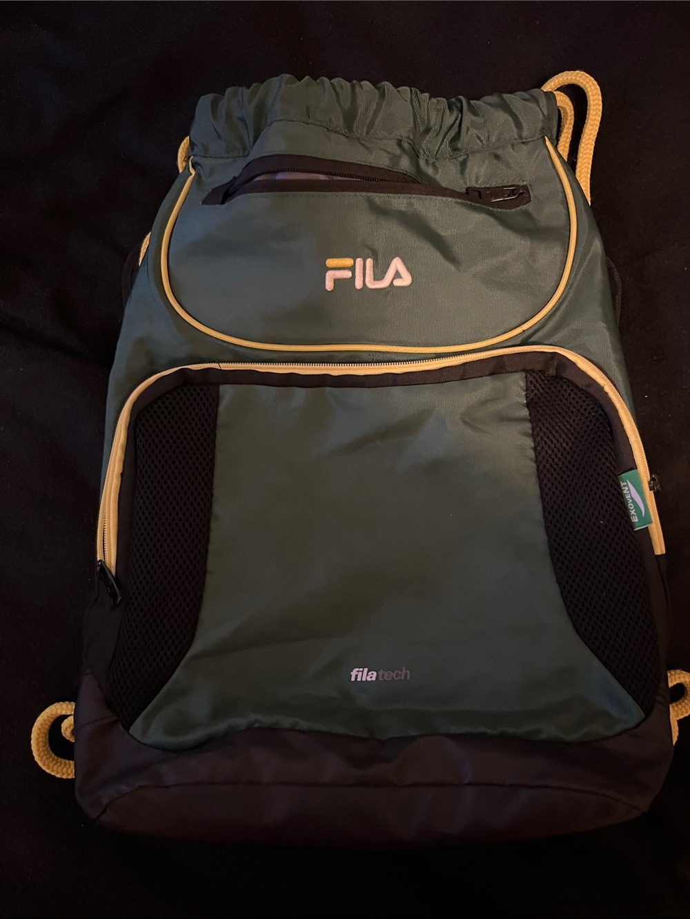 FILA Olive Green & Yellow Drawstring Backpack